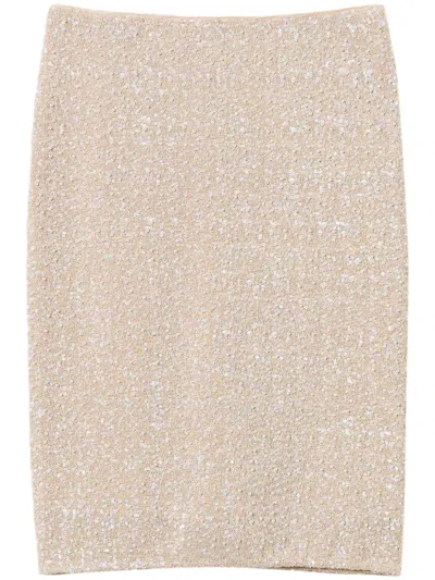 Twinset Sequinned Skirt In Sequins Pearls Snow Delicate Beige