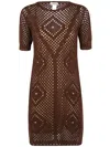 Twinset Robe Courte En Filet Avec Sequins In Chocolate