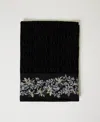 Twinset Serviette De Plage En Éponge Avec Fleurs In Black