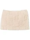 Twinset Shearling Mini Skirt In Neutrals
