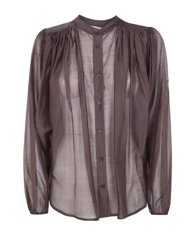 Twinset Sheer Oversized Voile Shirt In Gray