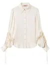 Twinset Cut-out Detailing Satin Shirt In Beige