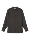 Twinset Grey Shirt With Classic Collar And Logo Plaque On The Rear In Viscose Blend Stretch Woman In Black