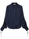 Twinset Cut-out Detailing Satin Shirt In Blue