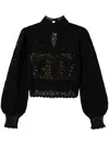 Twinset Crochet-knit Top In Black