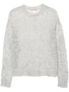 Twinset Openwork Crochet Jumper In Grey