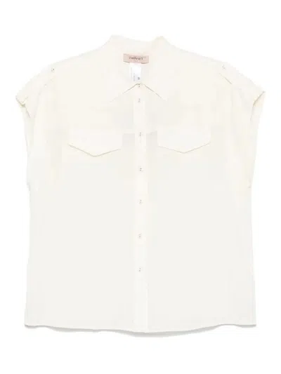 Twinset Twin-set Relaxed Fit Short Sleeve Shirt In Cream