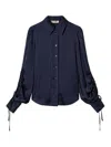Twinset Cut-out Detailing Satin Shirt In Dark Blue