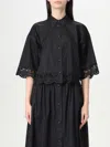 Twinset Twin-set Cropped Black Shirt With Classic Collar In Black