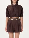 Twinset Brown Top With Classic Collar And Logo Plaque Detail On The Rear