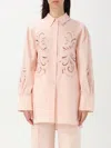 Twinset Embroidered Poplin Shirt In Pink