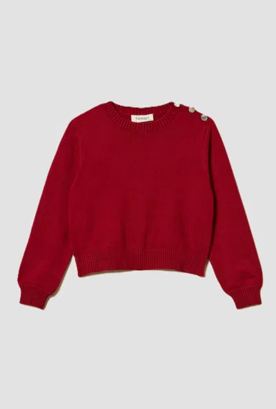 Twinset Kids' Shirt With Buttons Shoulder Child Red In Burgundy