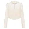 Twinset Twin-set Cream Macramé Semi-sheer Cropped Shirt