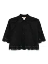 Twinset Twin-set Cropped Black Shirt With Classic Collar In Black