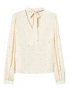 Twinset Embellished Tie-neck Blouse In Neutral