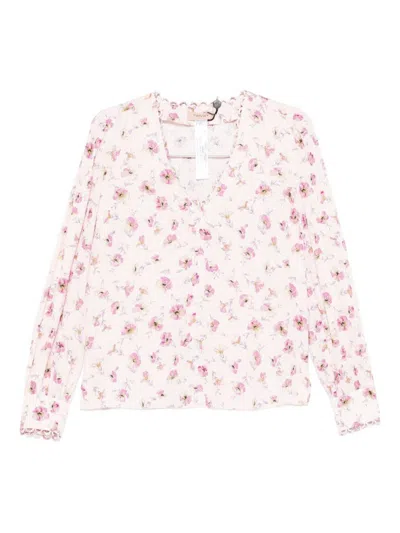 Twinset Floral V-neck Blouse In Pink