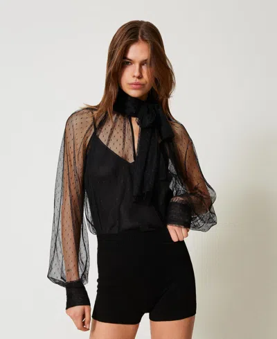 Twinset Short Ajusté En Maille In Black