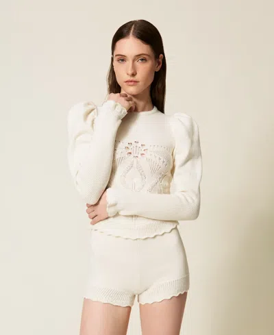Twinset Short Ajusté En Maille In White