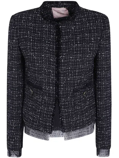 Twinset Short Bouclé Jacket In Black
