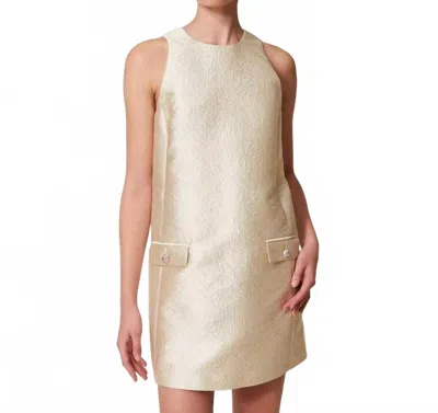 Twinset Short Brocade Jacquard Halter Dress In Light Gold In Brown