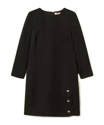 Twinset Short Crepe Dress In Black