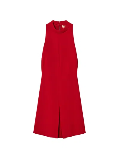 Twinset Short Crêpe Halter-neck Dress In Red