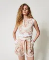 Twinset Short En Lin Imprimé In Multi