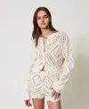 Twinset Short En Maille Ajourée In Neutral