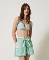 Twinset Patterned Tie-waist Shorts In Blue