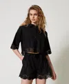 Twinset Short En Popeline Avec Dentelle In Black