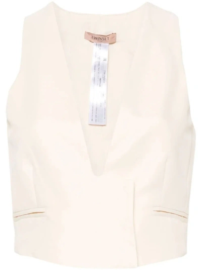 Twinset Short Gilet In Beige