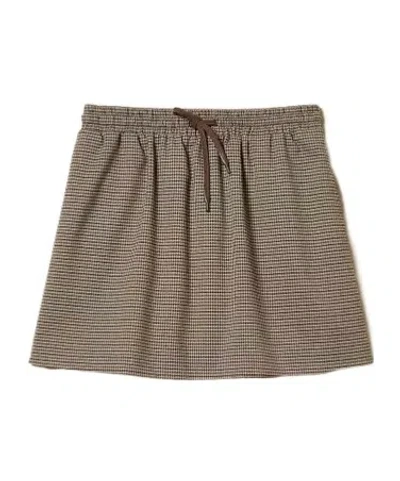 Twinset Check Drawstring Mini Skirt In Brown