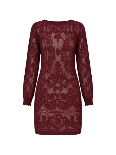 Twinset Short Jacquard Knit Dress In Red
