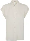Twinset Short Sleeve Crepe Shirt With Button-down Front In White