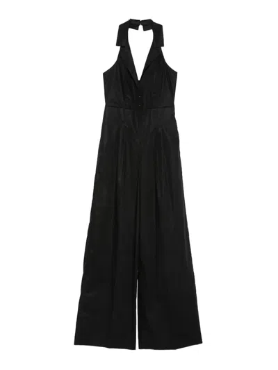 Twinset Twin-set Short Sleeve Jumpsuit With Belt In Black
