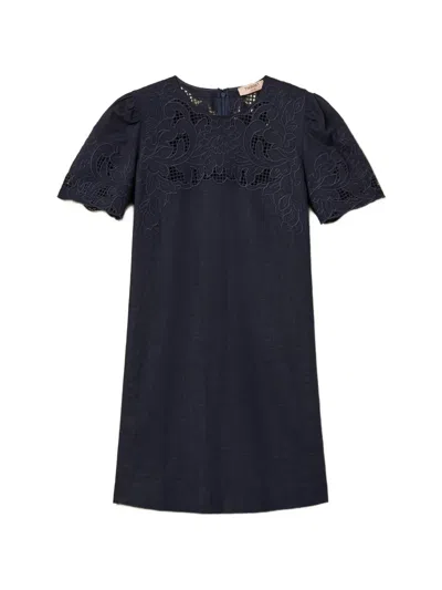 Twinset Short-sleeve Mini Dress In Blue