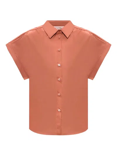 Twinset Short-sleeve Poplin Shirt In Orange