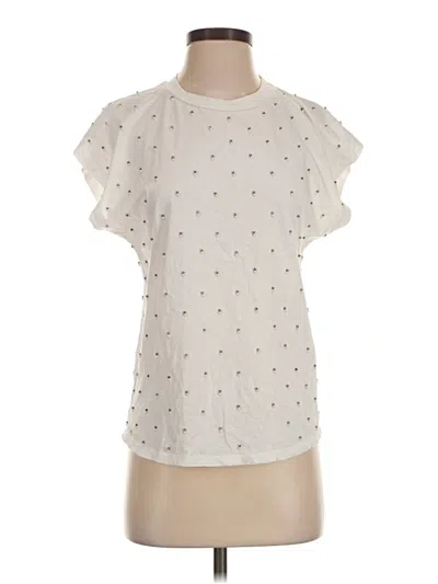 Pre-owned Twinset Short Sleeve Top Ivory Mock Neckline Tops