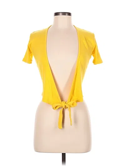 Pre-owned Twinset Short Sleeve Top Yellow Plunge Neckline Tops