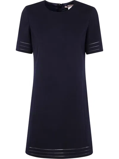 Twinset Short-sleeved Dress In Blue