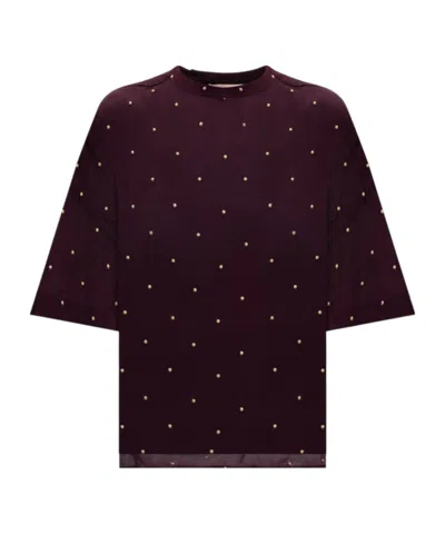 Twinset Short-sleeved Knit Sweater In Brown