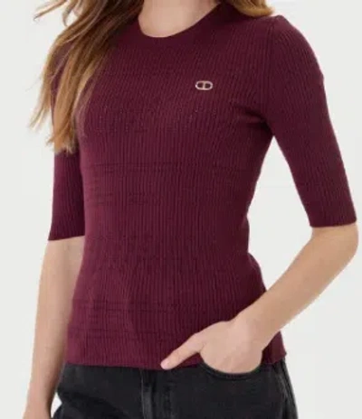 Twinset Short-sleeved Knit Sweater In Red