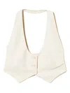 Twinset Short Sleeveless Vest With Pointed Hem In Neutral