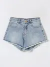 Twinset Frayed Denim Shorts In Blue