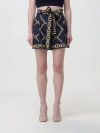 Twinset Chain Patterned Poplin Shorts In Blue