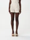 Twinset Twin-set Tailored Gray Shorts With Intricate Embroidery In Pearl