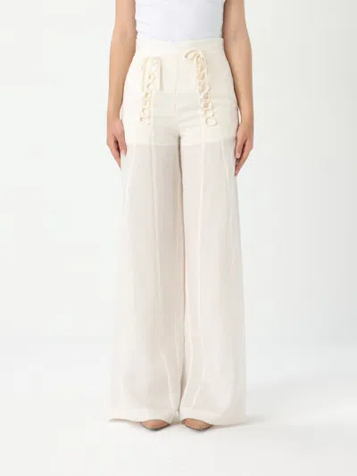 TWINSET PANTS TWINSET WOMAN COLOR YELLOW CREAM,G80584090