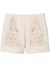 Twinset Twin-set Tailored Gray Shorts With Intricate Embroidery
