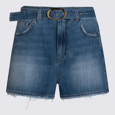 Twinset Belted Denim Shorts In Blue