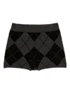 Twinset Diamond-pattern Knit Shorts In Gray